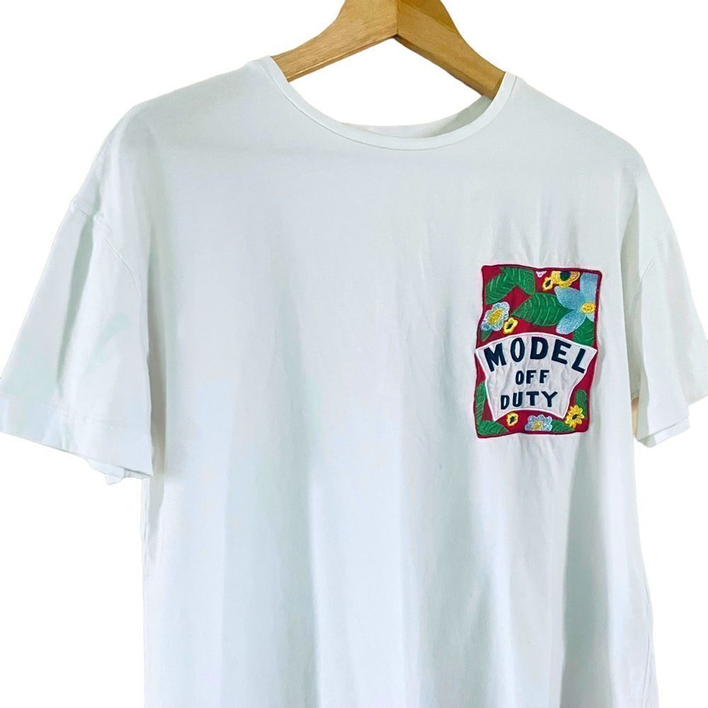 Zara Model Off Duty Tropical Patch T-Shirt - Picture 2 of 6